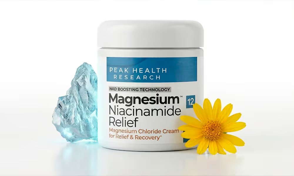 Peak Health Research Magnesium Niacinamide Relief topical cream with ice and arnica flower